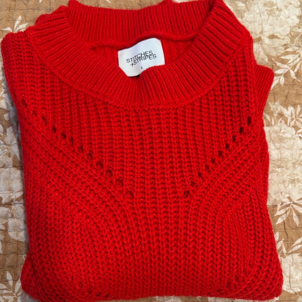 Stitches + Stripes Bright Red Knit Sweater size small